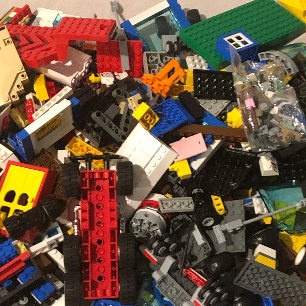 Random Miscellaneous LEGO Parts in Plastic Bin. NO Mini Figs. Please Read